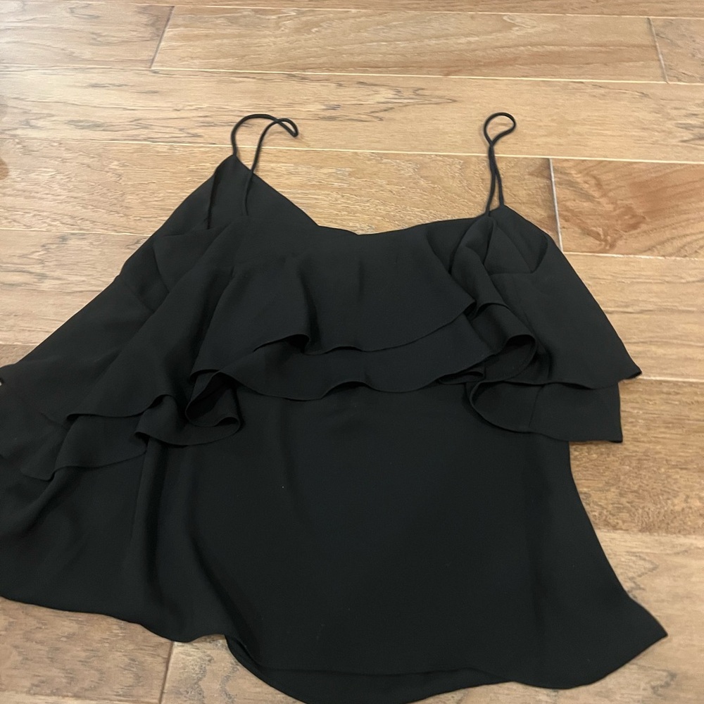 Elegant Black and Orange Ruffle Women's Top